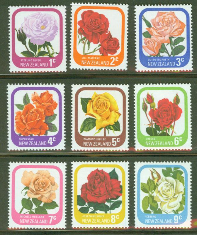 New Zealand Scott 584-592 MH* Rose Flower set 1975  