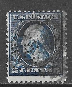 USA 378: 5c Washington, perfin, used, AVG, fault