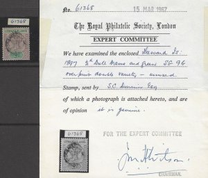 SG 9b Leeward Islands 1897 1/2d. Dull mauve with variety overprint double...