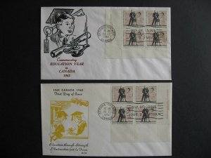 Canada Education GINN, H&E cachet FDC first day covers Sc 396 plate block  