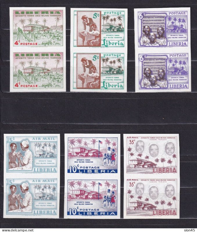 Liberia 1957 A. Tubman Child Welfare Fund Vertical Pair MNH 15443