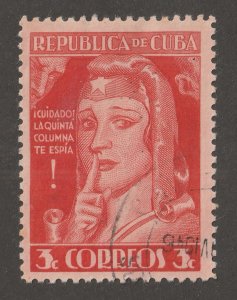 Cuba, stamp, scott#376,  used, hinged,  3 cents, red