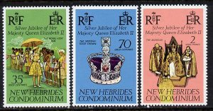 NEW HEBRIDES - 1977 - Silver Jubilee - Perf 3v Set, English - M N H