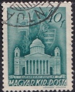 Hungary 589 (used cto) 40f Esztergom Cathedral, blue grn (1942)