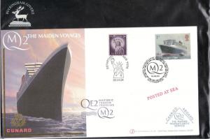 QE 2 - The Maiden Voyages. Historic Tandem Crossing. FDC. #02 QE2