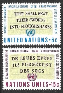 UNITED NATIONS NEW YORK 1967 Disarmament Resolutions Set Sc 177-178 MNH