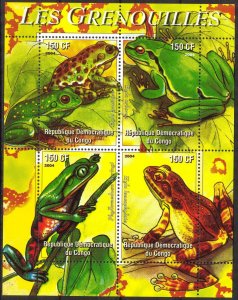 Congo 2004 Frogs Sheet of 4 MNH Private