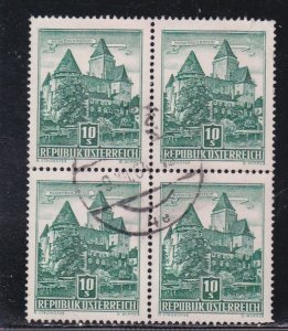 Austria # 630, Castle, Used Block of 4, Centered Cancellation