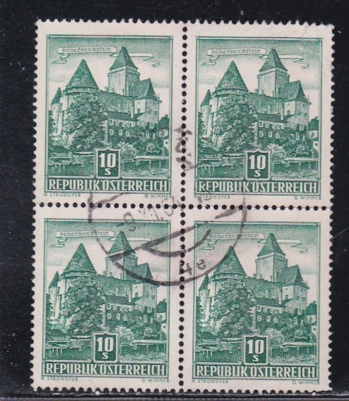 Austria # 630, Castle, Used Block of 4, Centered Cancellation