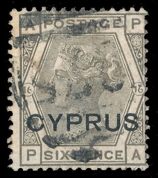 Cyprus 1880 QV 6d grey fine used with RPSL Certificate (1986). SG 5. Sc 5.