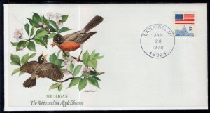 US State Bird and Flower,Robin,Apple Blossom,MI Fleetwood 1978 Cover