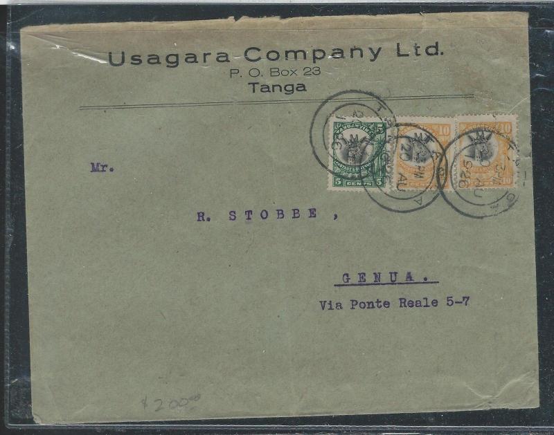 TANGANYIKA (P2609B)  1926 GIRAFFE 10CX2+5C TABORA    TO ITALY