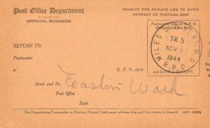 United States U.S. R.P.O.'s Miles C. & Seat. W. D. 1944 874-AA-3  Registry Re...