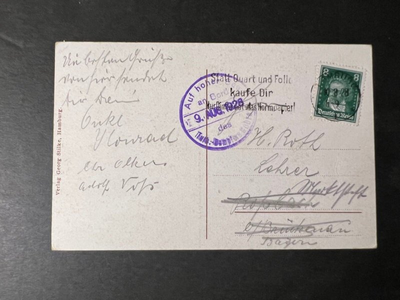 1928 Germany Ship Post Postcard Cover to Lehrer Germany Helgoland Totalansicht