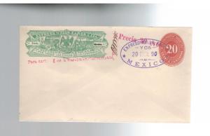 1890 Mexico Wells Fargo Express Mail Cover 20 Centavos to Europe Rate