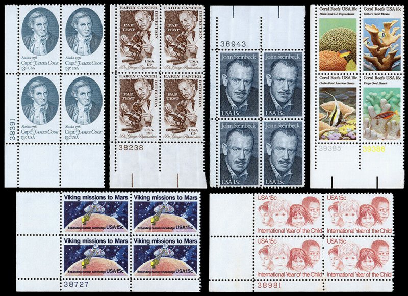 United States Plate Blocks Scott 1572 // 1830 (1975-80) Mint NH VF, CV $11.90 W