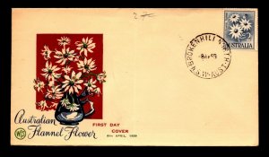 Australia 1959 Flannel Flower FDC / Fold - N607