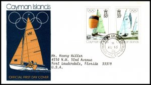 Cayman Islands 377-378 Summer Olympics Typed FDC