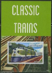 UNION ISLAND  2014 CLASSIC TRAINS  SOUVENIR SHEET  MINT NH