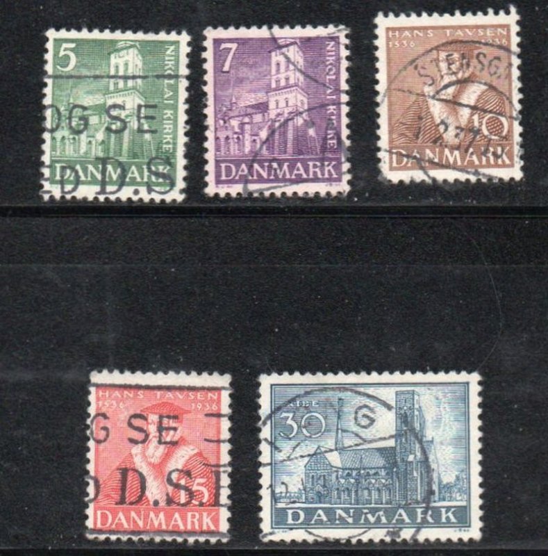 Denmark Sc 252-256 1936 Reformation stamp set used