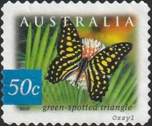 Australia 2003 Sc#2164, SG#2336 50c Green Spotted Triangle Butterfly USED-VF-NH.