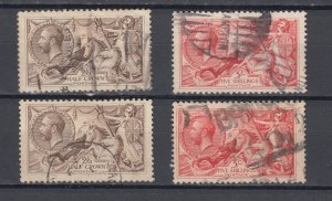 J44125 JL Stamps 4 valuable great britain used 2/6 & 5sh britannia see details