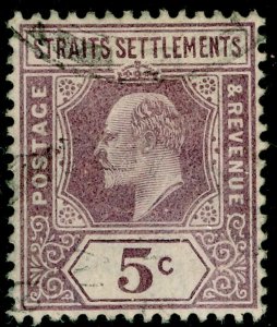 MALAYSIA - Staits Settlements SG113, 5c dull purple, FINE used. WMK CA.