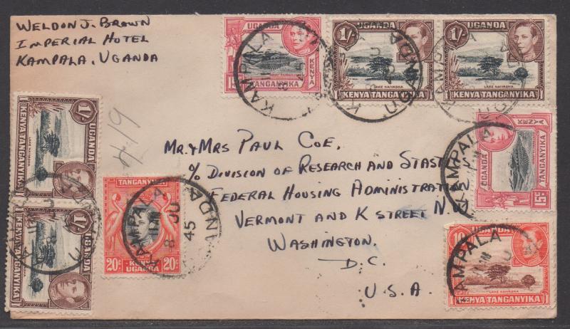 *Kenya, Uganda & Tanganyika SC#69, 72x2, 74, 80x4 To Washington DC, FHA