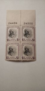 United  States #832 Plateblock