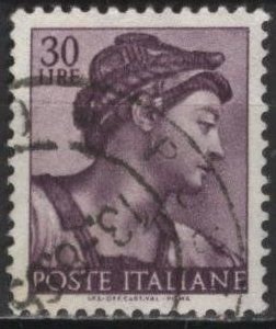 Italy 819 (used) 30 lire Michelangelo’s Eritrean Sybil, purple (1961)