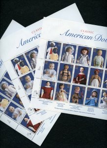 US SCOTT 3151 THREE Classic American dolls Mint NH Sheets of 15 (WHOLESALE)