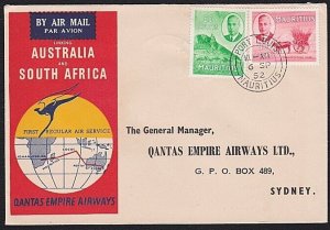 MAURITIUS 1952 Qantas first flight to Sydney, Australia....................B4957