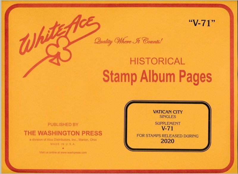 WHITE ACE 2020 Vatican City Singles Album Supplement V-71 for Stamps 