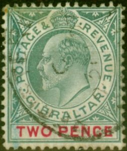 Gibraltar 1905 2d Grey-Green & Carmine SG58 Used Fine