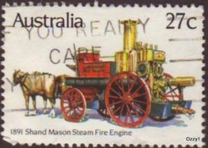 Australia 1983 Sc#857, SG#875 27c Shand Mason Steam Engine USED.