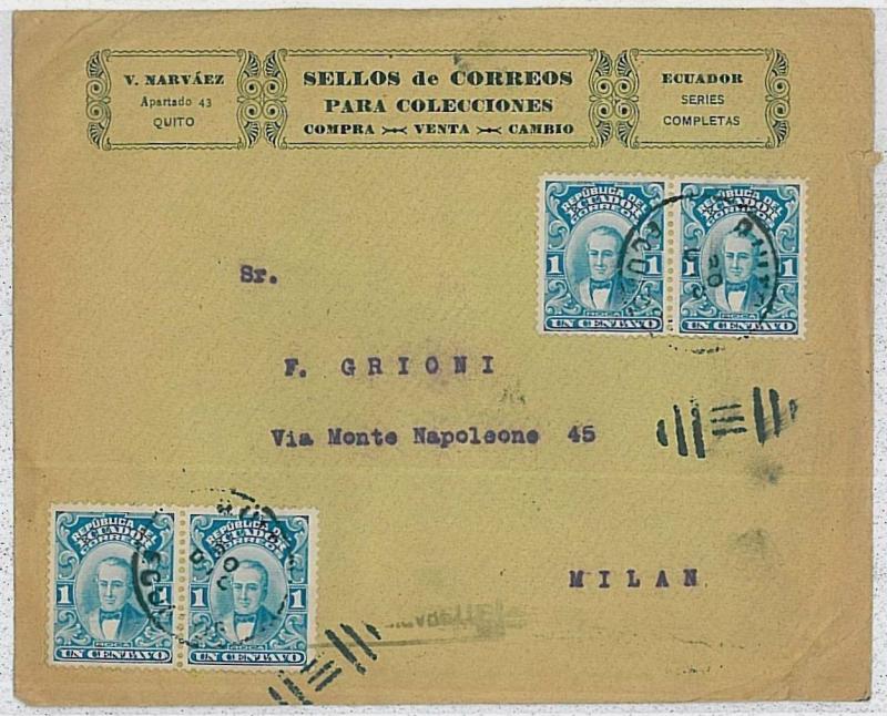 ECUADOR - Postal History : COVER to ITALY