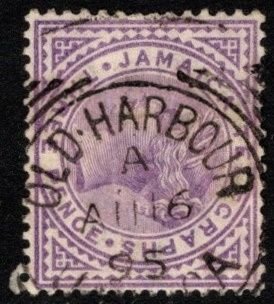 1889 Jamaica Revenue 3 Pence Telegraph Stamp Cancel Old Harbour August 16. 1895