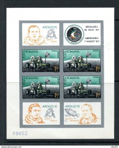 Romania 1971 Space Apollo 15 SS MNH Imperf Cut right side CV 250 eu 13485