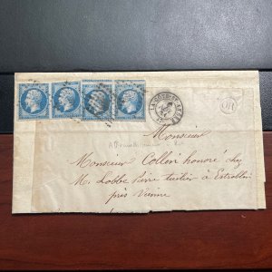 France #15d (type II) 2 Imperfect Pairs On Cover, 5 Nov. 1864 