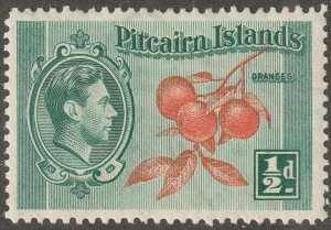 Pitcairn Islands, Scott#1,  mint, hinged, 1/2d, oranges