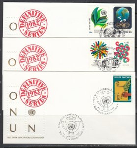 United Nations Scott 368-70, G105-6 & V24 Combo FDC - 1982 Definitives