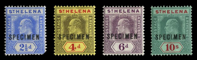 St. Helena #56-60S (SG 64-70s) Cat£300, 1908 Edward, set of four, overprinte...