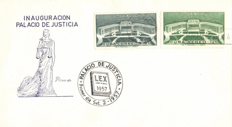 Cuba 1957 Inauguration of Palace of Justice FDC First Day Cover