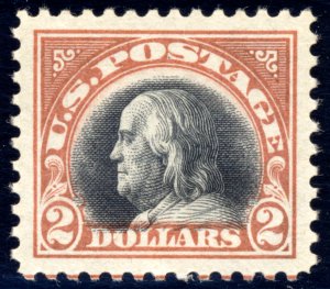 US 523 $2 1918 Benjamin Franklin orange red & black PSE grade 95J NH