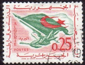 Algeria 298 - Used - 25c Flag / Rifle / Olive Branch (1963)