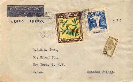 Colombia, Airmail, Flowers
