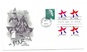 3613-15 3c Star, 3 versions on 1 ArtCraft FDC