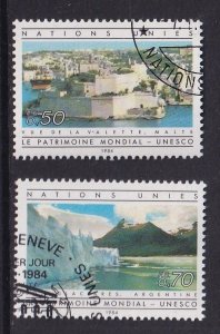 United Nations Geneva  #124-125 cancelled  1984 world heritage