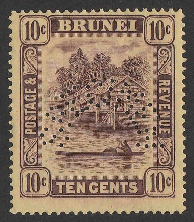 BRUNEI : 1924 View 10c SPECIMEN, wmk script. MNH **.