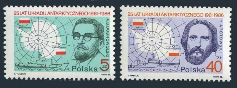 Poland 2733-2734,MNH.Michel 3033-3034. Antarctic Agreement,1986.Research ships,